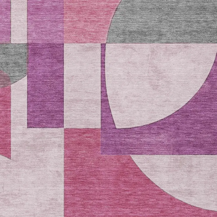 5' X 8' Blush And Mauve Geometric Washable Indoor Outdoor Area Rug