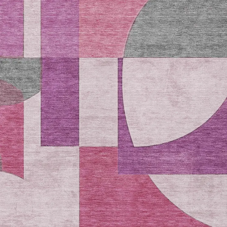 8' X 10' Blush And Mauve Geometric Washable Indoor Outdoor Area Rug