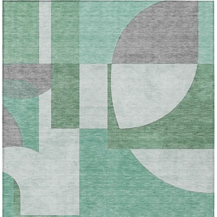 8' X 10' Green Sage And Gray Geometric Washable Indoor Outdoor Area Rug