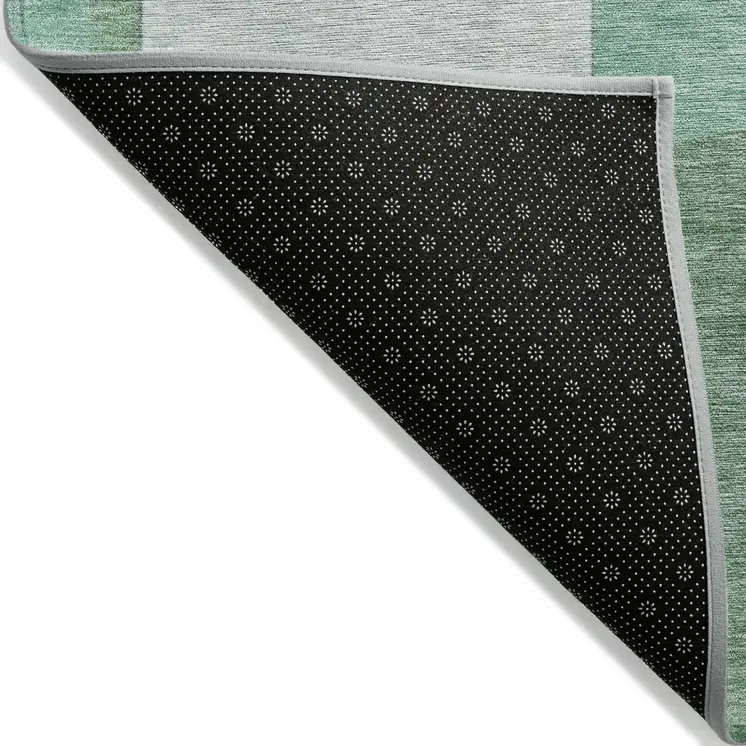 8' X 10' Green Sage And Gray Geometric Washable Indoor Outdoor Area Rug