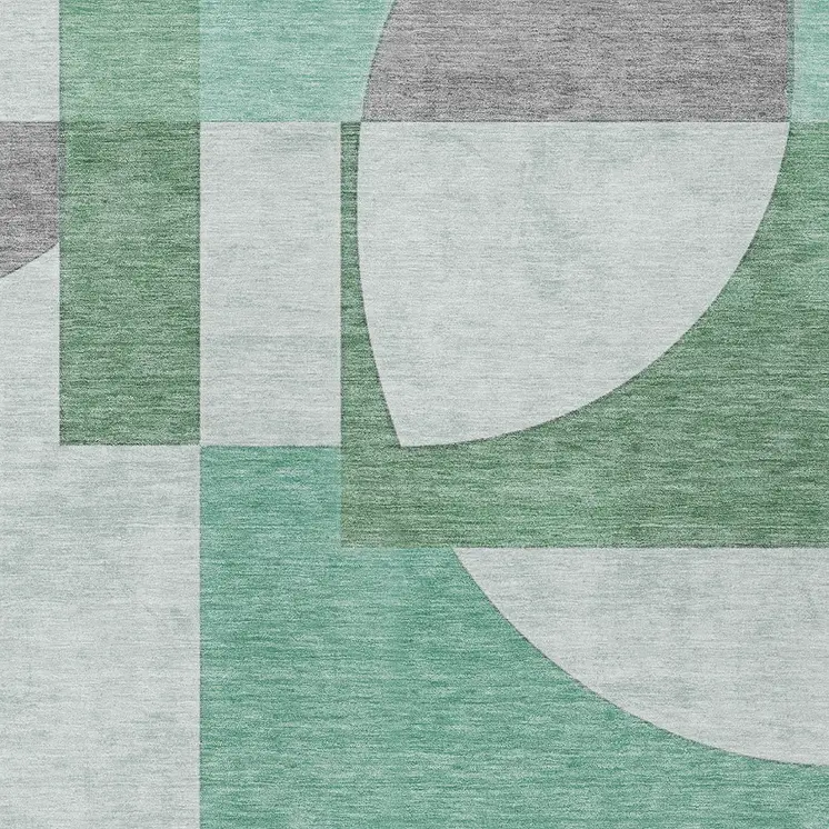 9' X 12' Green Sage And Gray Geometric Washable Indoor Outdoor Area Rug