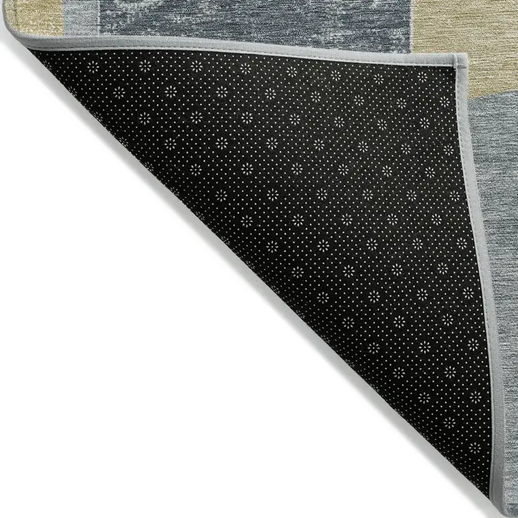 5' X 8' Gray And Gold Geometric Washable Indoor Outdoor Area Rug