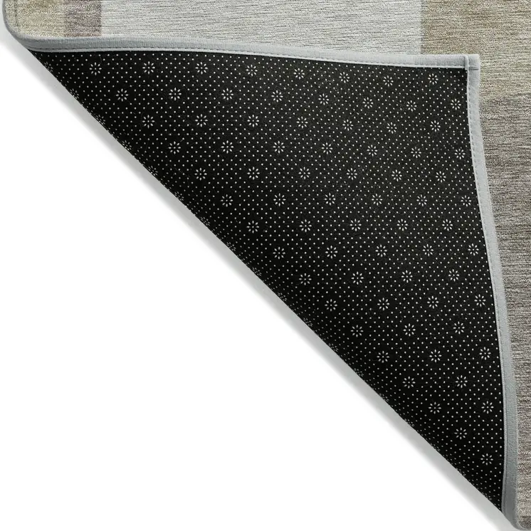 8' X 10' Khaki And Silver Geometric Washable Indoor Outdoor Area Rug