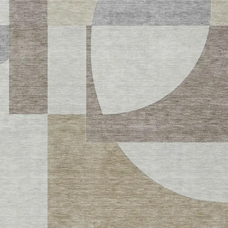 10' X 14' Khaki And Silver Geometric Washable Indoor Outdoor Area Rug