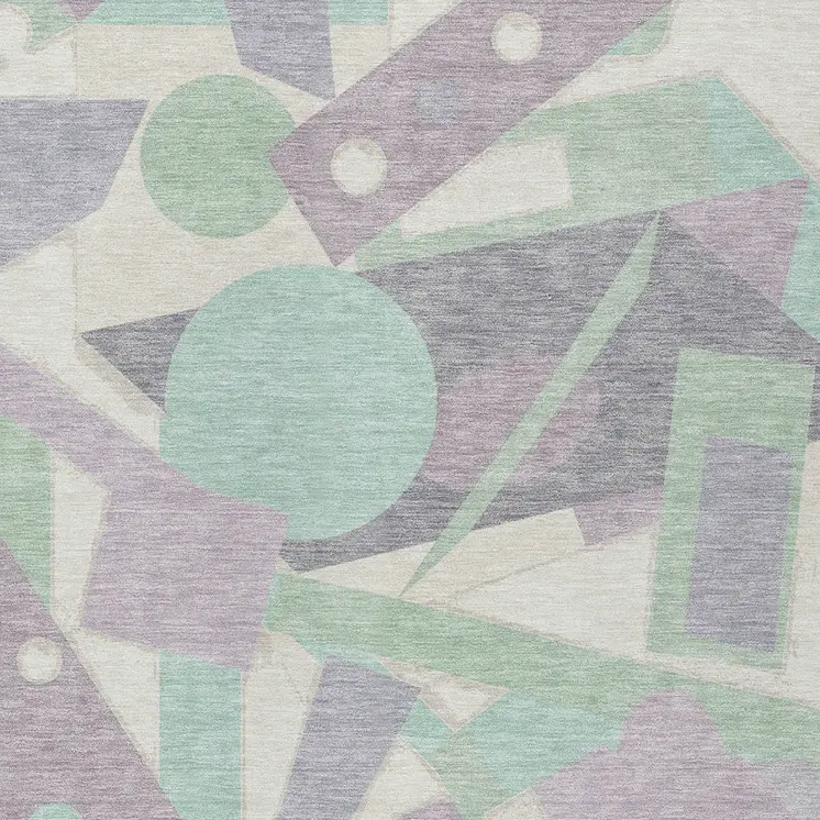 10' X 14' Lilac Lavender Mint Green And Ivory Geometric Washable Indoor Outdoor Area Rug