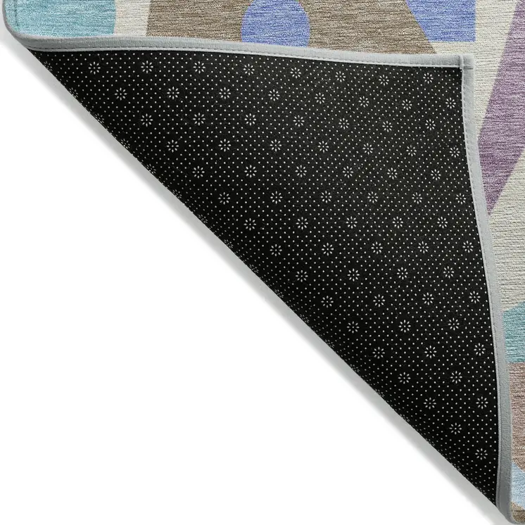 8' X 10' Brown Plum Teal Blue And Ivory Geometric Washable Indoor Outdoor Area Rug
