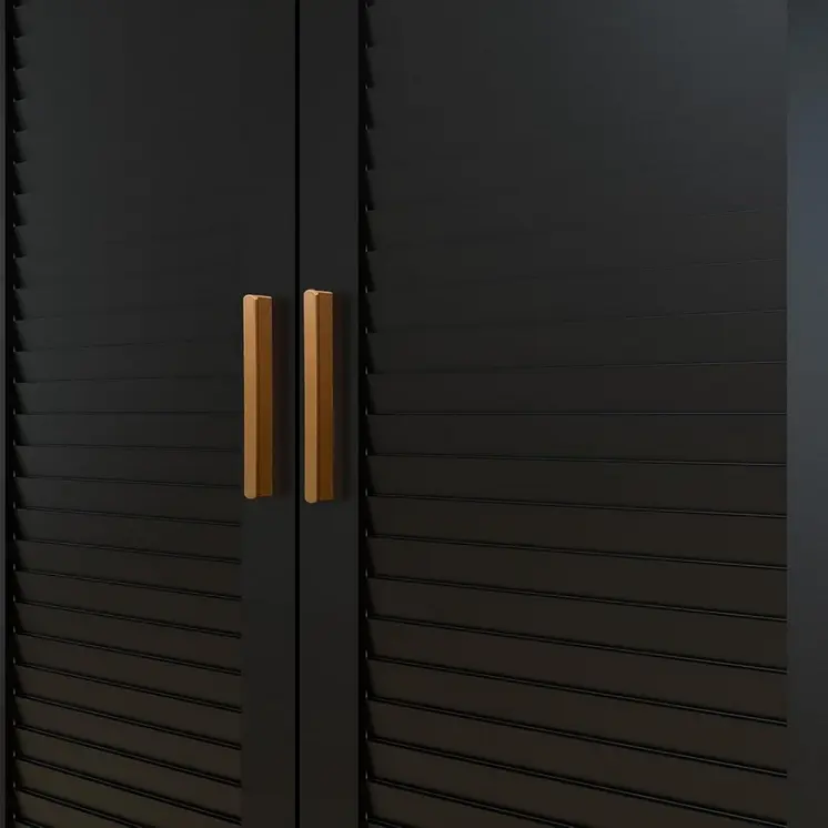 71" Black Plantation Shutter Wood Four Door Four Drawer Combo Dresser