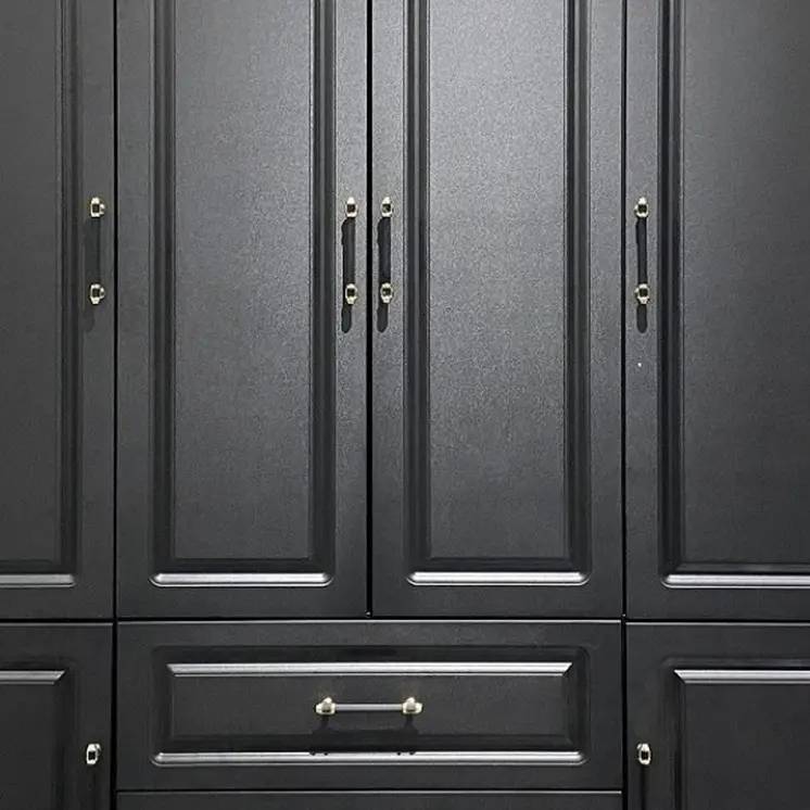 71" Black Wood Six Door Two Drawer Combo Dresser