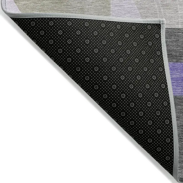 8' X 10' Lavender Gray And Silver Geometric Washable Indoor Outdoor Area Rug