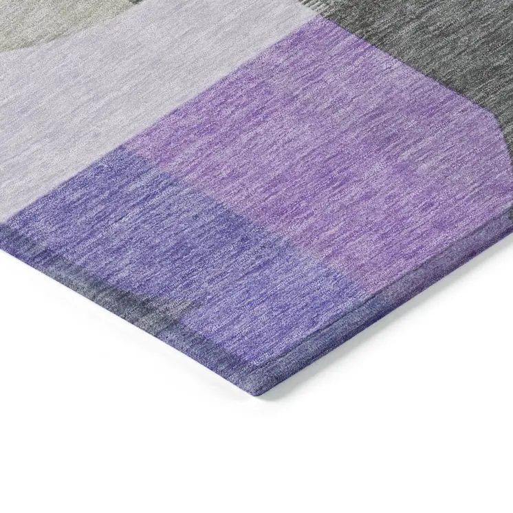 8' X 10' Lavender Gray And Silver Geometric Washable Indoor Outdoor Area Rug