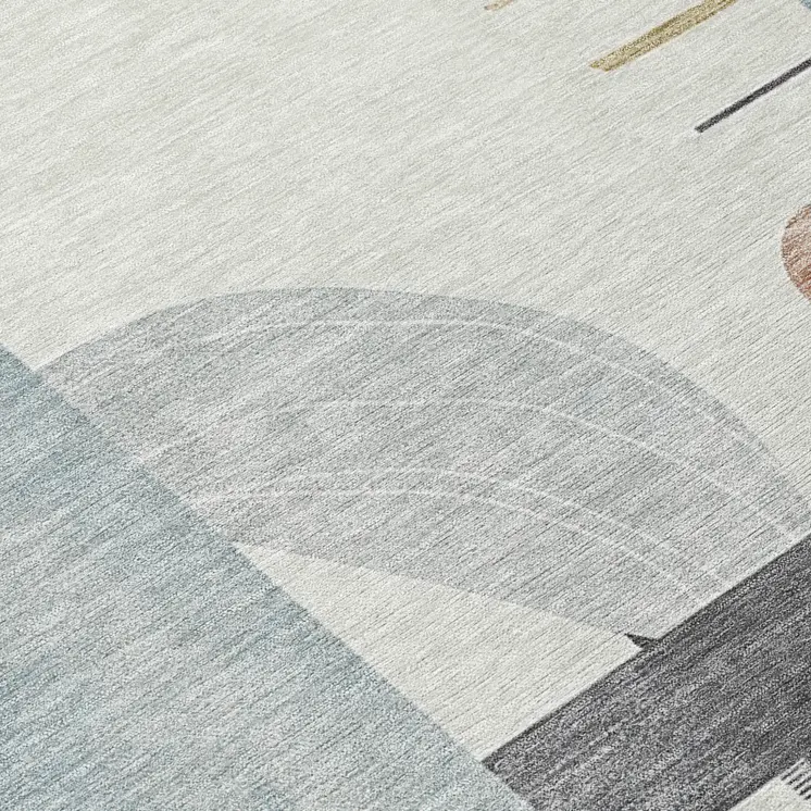 8' Rust Gray And Ivory Round Geometric Washable Indoor Outdoor Area Rug