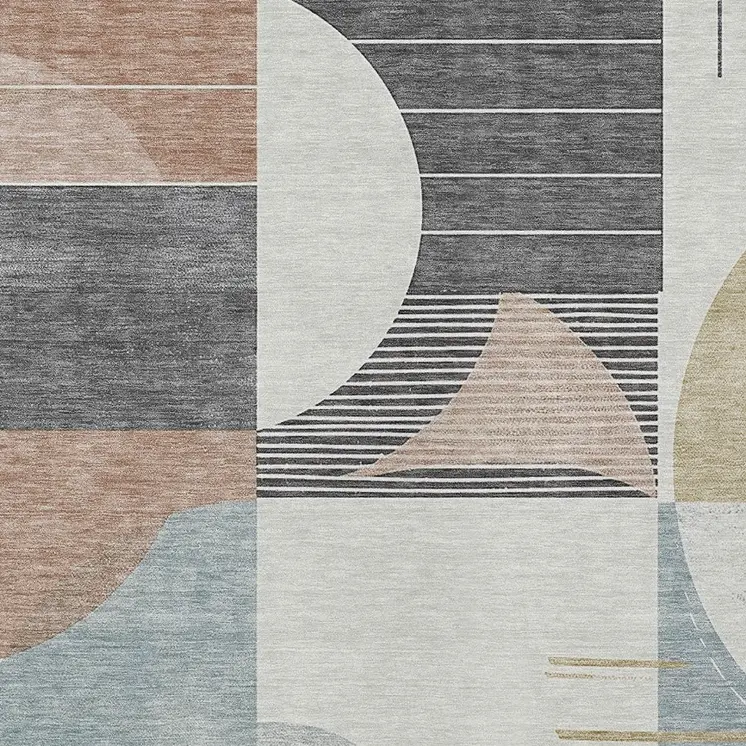 8' X 10' Rust Gray And Ivory Geometric Washable Indoor Outdoor Area Rug