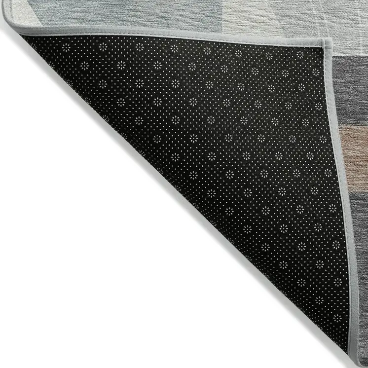9' X 12' Rust Gray And Ivory Geometric Washable Indoor Outdoor Area Rug