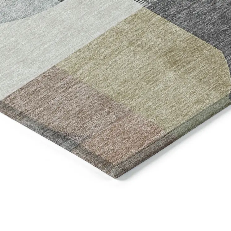 9' X 12' Rust Gray And Ivory Geometric Washable Indoor Outdoor Area Rug