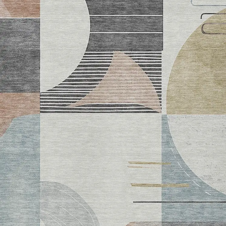 10' X 14' Rust Gray And Ivory Geometric Washable Indoor Outdoor Area Rug