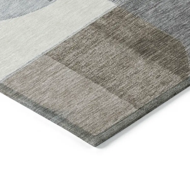 9' X 12' Taupe Gray And Ivory Geometric Washable Indoor Outdoor Area Rug