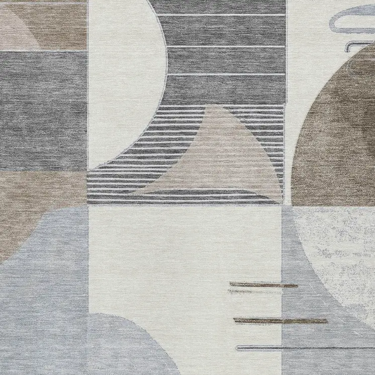 9' X 12' Taupe Gray And Ivory Geometric Washable Indoor Outdoor Area Rug