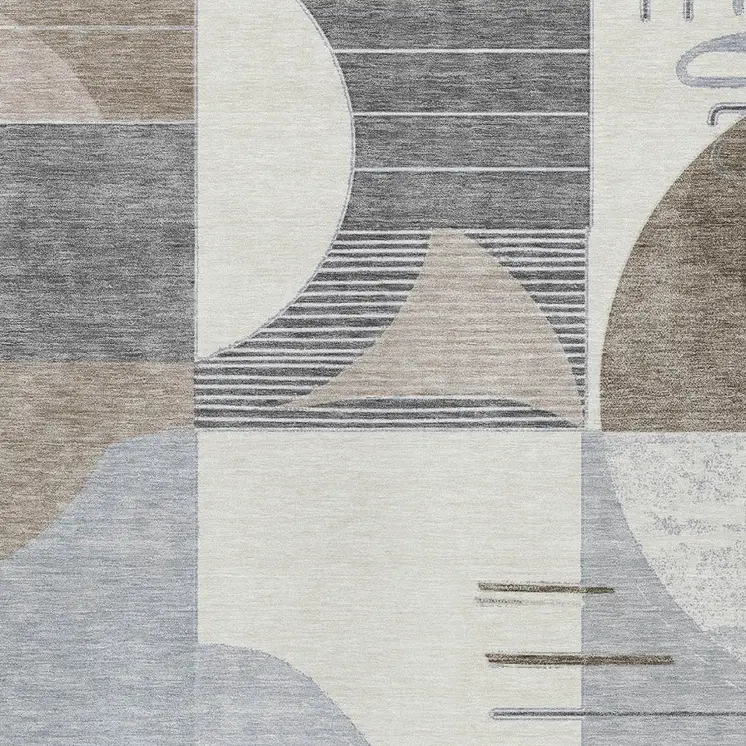 10' X 14' Taupe Gray And Ivory Geometric Washable Indoor Outdoor Area Rug