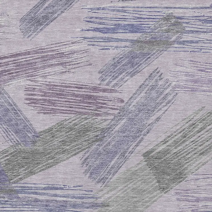 10' X 14' Lavender Lilac And Ivory Striped Washable Indoor Outdoor Area Rug