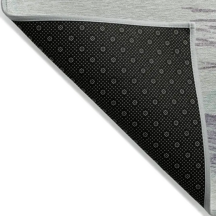 5' X 8' Sage Lavender And Mint Green Striped Washable Indoor Outdoor Area Rug