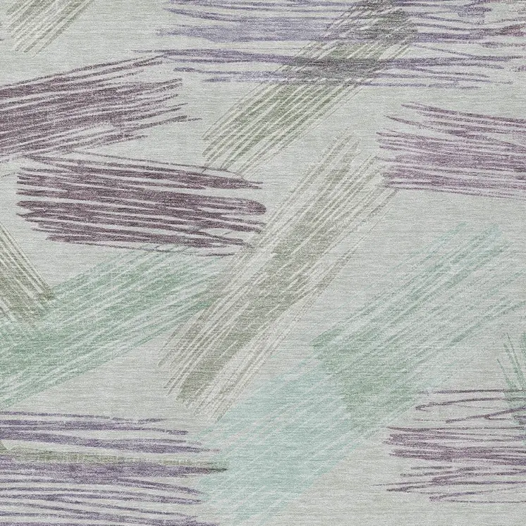 5' X 8' Sage Lavender And Mint Green Striped Washable Indoor Outdoor Area Rug