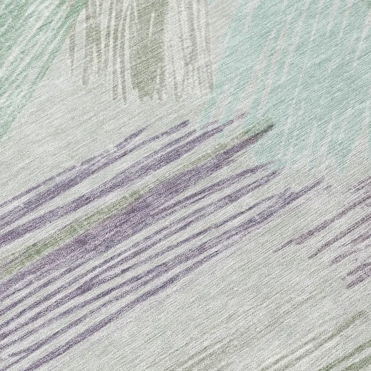 8' Sage Lavender And Mint Green Round Striped Washable Indoor Outdoor Area Rug