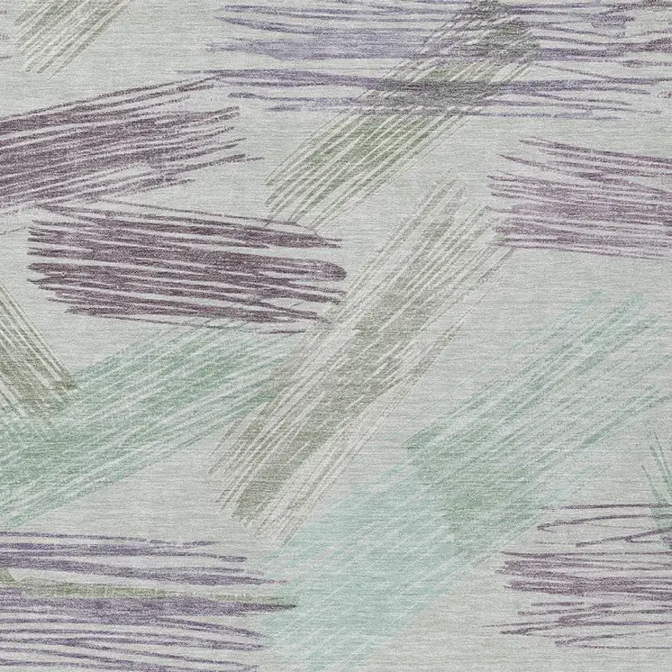 10' X 14' Sage Lavender And Mint Green Striped Washable Indoor Outdoor Area Rug