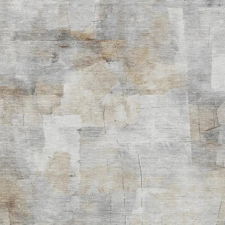 3' X 5' Beige Gray And Khaki Abstract Washable Indoor Outdoor Area Rug