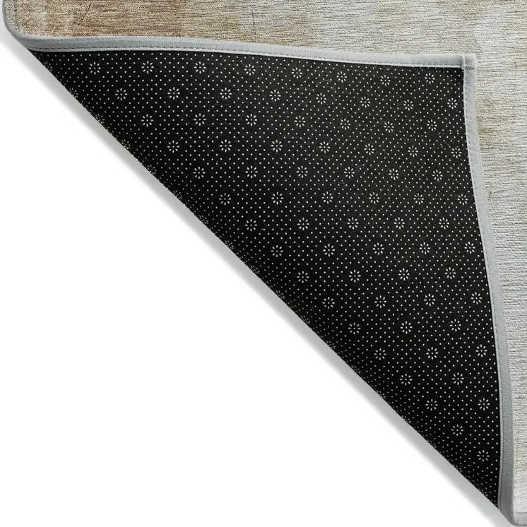 5' X 8' Beige Gray And Khaki Abstract Washable Indoor Outdoor Area Rug