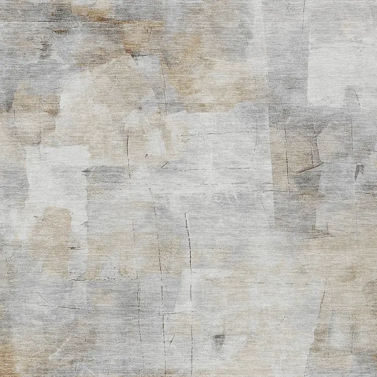 5' X 8' Beige Gray And Khaki Abstract Washable Indoor Outdoor Area Rug