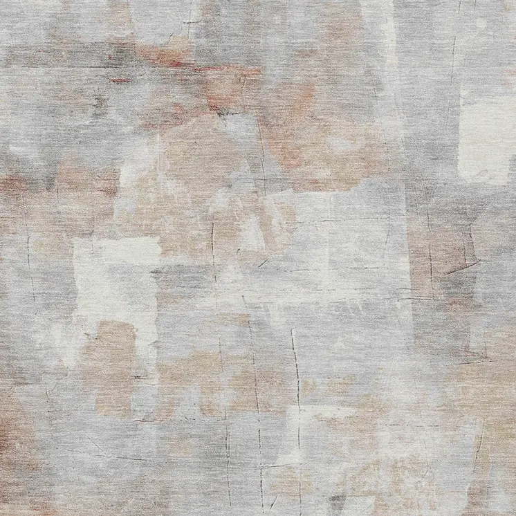 5' X 8' Rust Gray And Silver Abstract Washable Indoor Outdoor Area Rug