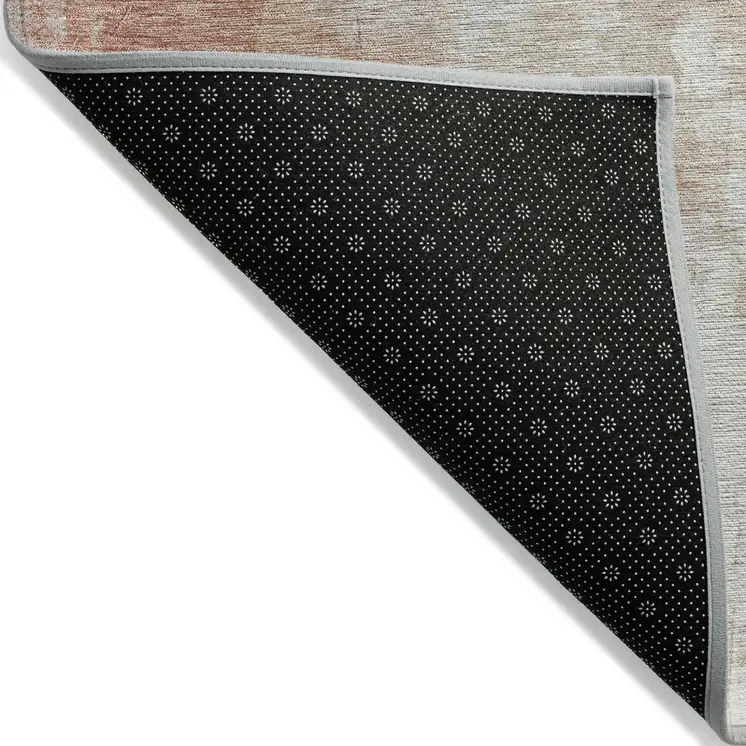 8' X 10' Rust Gray And Silver Abstract Washable Indoor Outdoor Area Rug