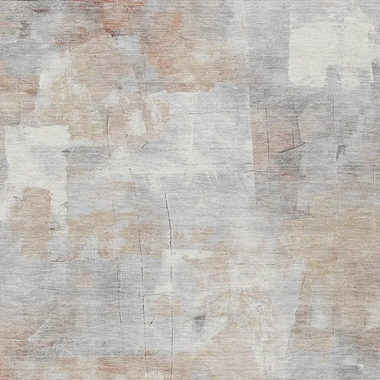 8' X 10' Rust Gray And Silver Abstract Washable Indoor Outdoor Area Rug