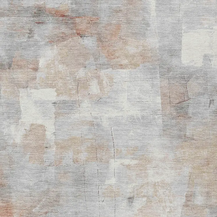 9' X 12' Rust Gray And Silver Abstract Washable Indoor Outdoor Area Rug