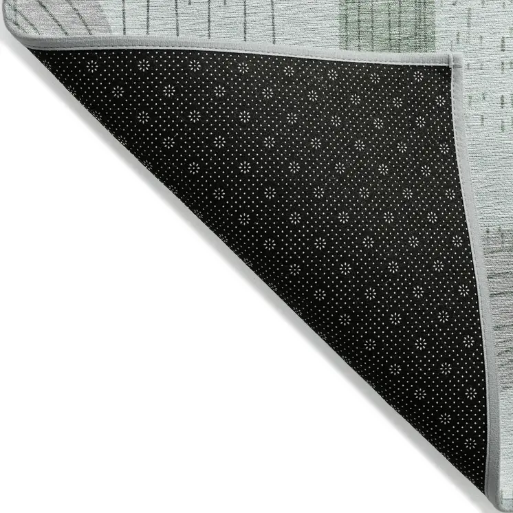 3' X 5' Mint Green And Gray Geometric Washable Indoor Outdoor Area Rug