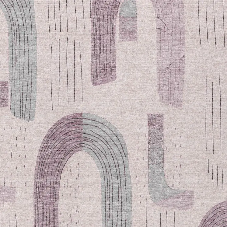 3' X 5' Pink And Gray Geometric Washable Indoor Outdoor Area Rug