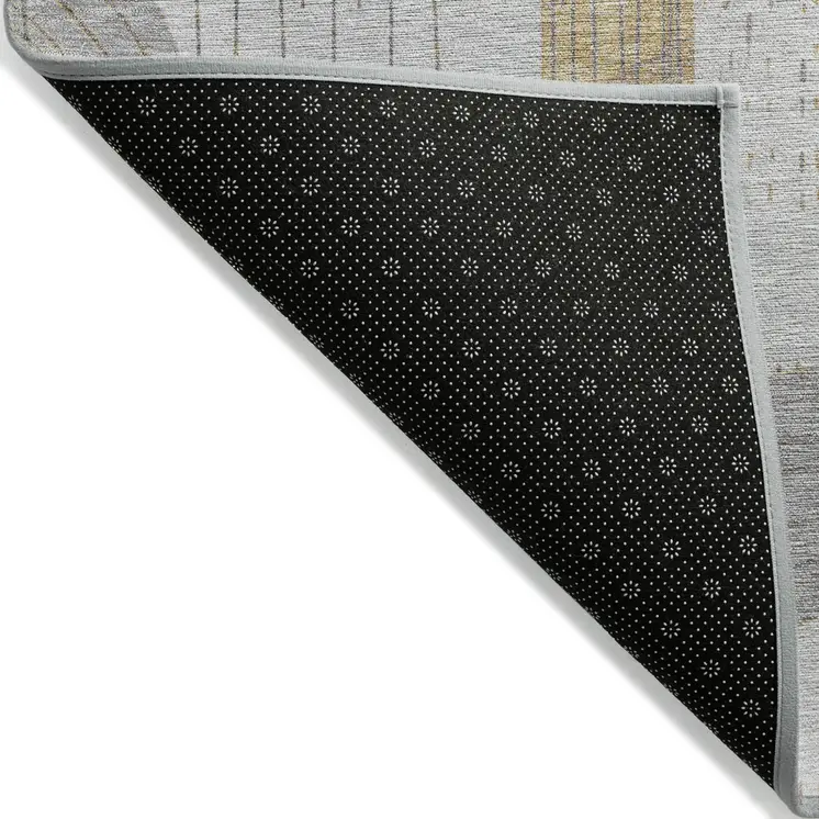 8' X 10' Silver And Gold Geometric Washable Indoor Outdoor Area Rug