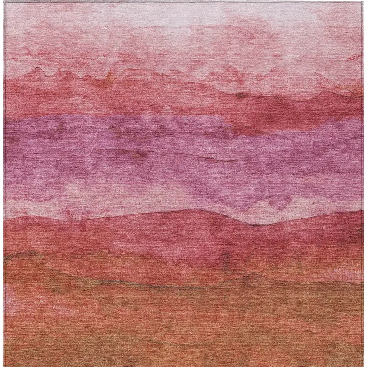 5' X 8' Blush Mauve And Rust Abstract Washable Indoor Outdoor Area Rug