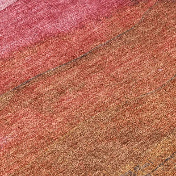 8' Blush Mauve And Rust Round Abstract Washable Indoor Outdoor Area Rug