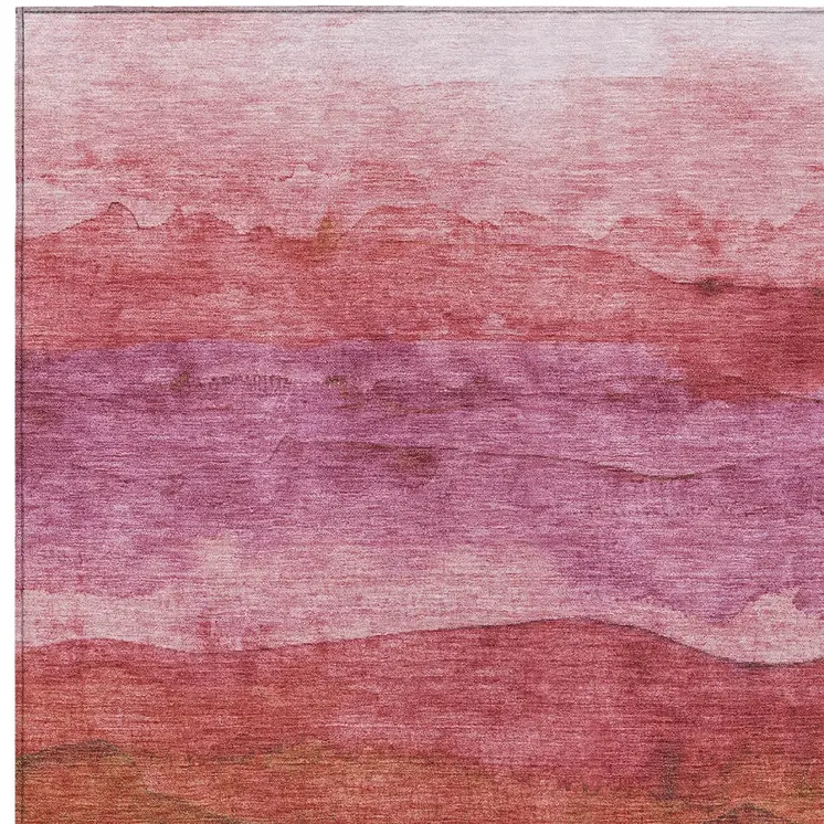 8' X 10' Blush Mauve And Rust Abstract Washable Indoor Outdoor Area Rug