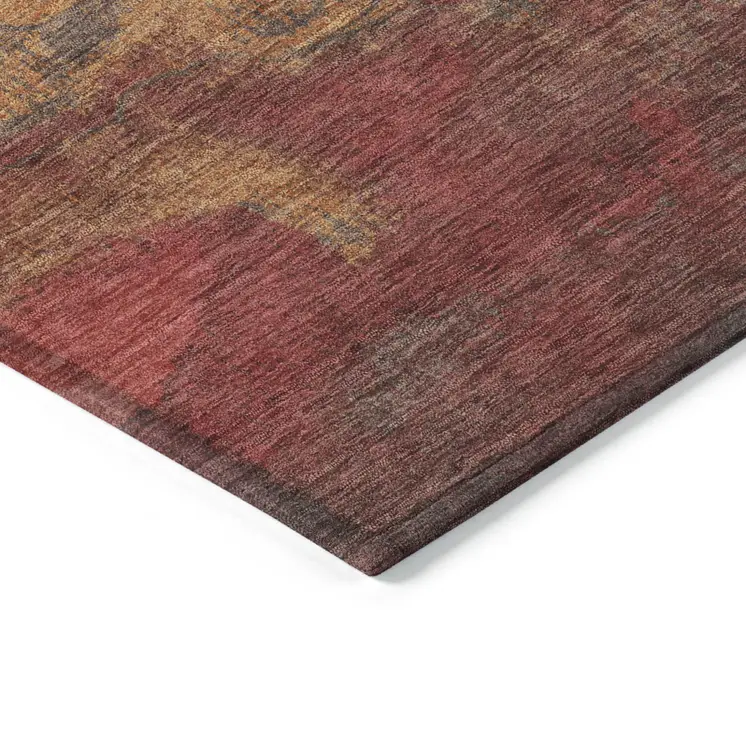 9' X 12' Blush Mauve And Rust Abstract Washable Indoor Outdoor Area Rug