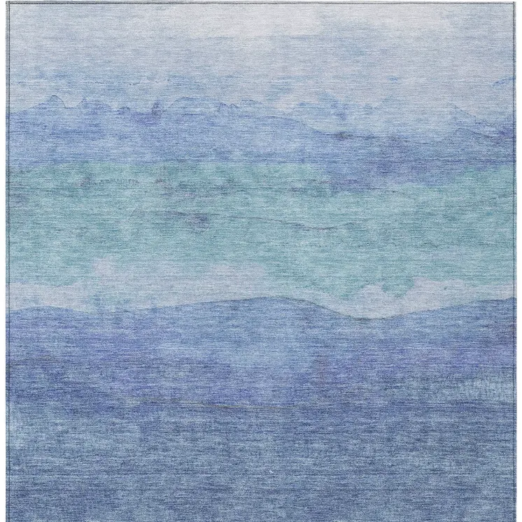 5' X 8' Blue Teal Blue And Sky Blue Abstract Washable Indoor Outdoor Area Rug