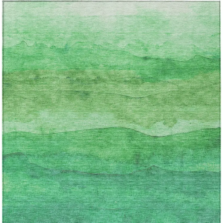 5' X 8' Green And Mint Green Abstract Washable Indoor Outdoor Area Rug