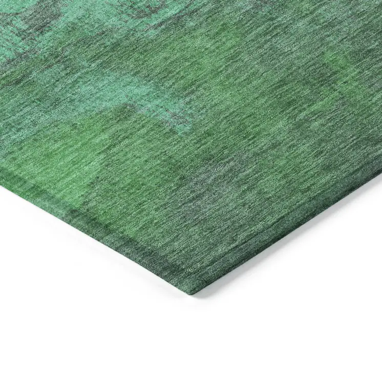 5' X 8' Green And Mint Green Abstract Washable Indoor Outdoor Area Rug