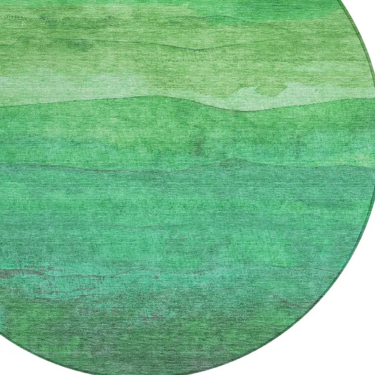 8' Green And Mint Green Round Abstract Washable Indoor Outdoor Area Rug