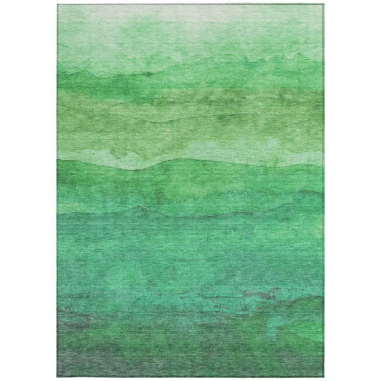 10' X 14' Green And Mint Green Abstract Washable Indoor Outdoor Area Rug