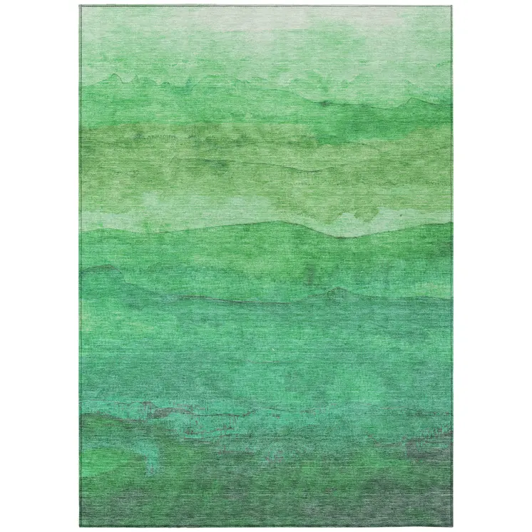 10' X 14' Green And Mint Green Abstract Washable Indoor Outdoor Area Rug