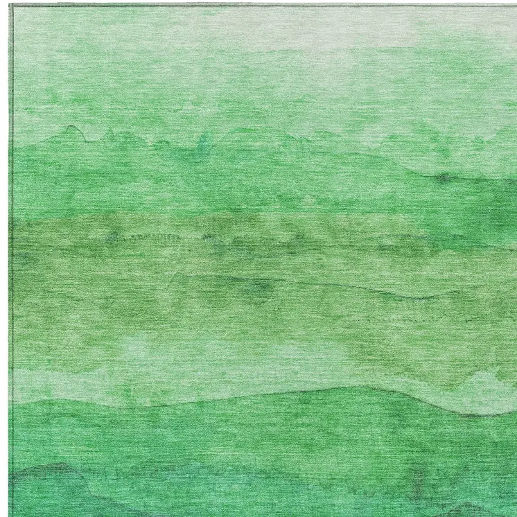 10' X 14' Green And Mint Green Abstract Washable Indoor Outdoor Area Rug