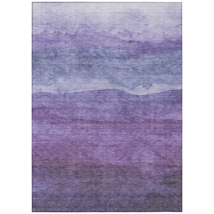 5' X 8' Purple And Lavender Abstract Washable Indoor Outdoor Area Rug