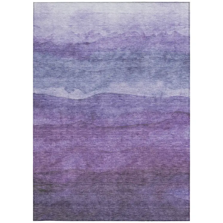5' X 8' Purple And Lavender Abstract Washable Indoor Outdoor Area Rug